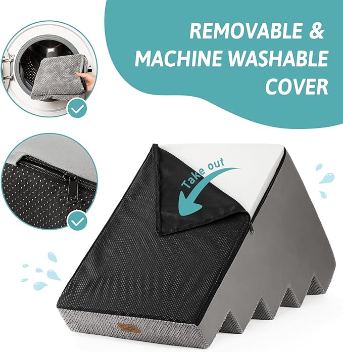 Dog Stairs for Small Dogs, 5 Tier Wider Pet Stairs for High Beds, 23.6" H Non-Slip Dog Steps for Old Cats, Puppies, Small Medium Dogs, 29.5x19.7x23.6 inch, Grey