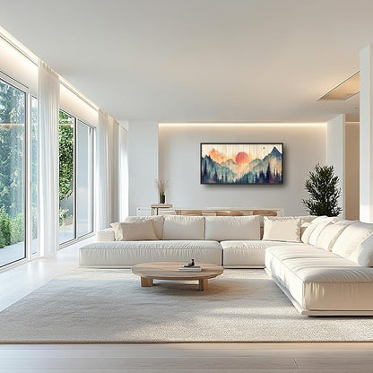 Framed Large Cabin Mountain Wall Art for Living Room, Oversized Rustic Forest Wall Decor, Rustic Nature Landscape Canvas Painting Sunset Pictures Home Decoration for Bedroom Office 60"x30"