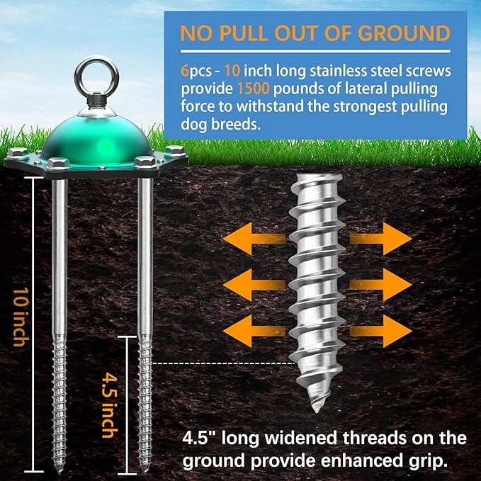 Dog Tie Out Cable and Stake,360°Swivel Dog Run Anchors-with 30FT Heavy Duty tie Out Cable- No Tangle,Dog Runner for Yard- Up to 150 lbs,for Outdoor Camping Gift