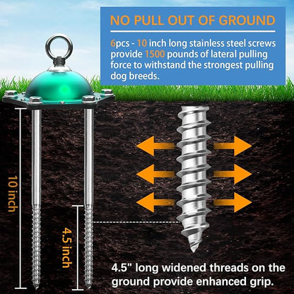 Dog Tie Out Cable and Stake,360°Swivel Dog Run Anchors-with 30FT Heavy Duty tie Out Cable- No Tangle,Dog Runner for Yard- Up to 150 lbs,for Outdoor Camping Gift