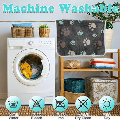 4 Pcs Waterproof Guinea Pig Blankets Washable Small Animal Fleece Bedding Absorbent Guinea Pig Cage Liners Reusable Pet Pee Pad Sleep Mat Pad Cover for Hamster Ferret (Cute Paw,24 x 16 Inch)