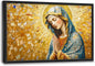 Extra Large Virgin Mary Framed Wall Art for Living Room,Oversized Golden Christian Religious Pictures Wall Decor,Canvas Print Painting Modern Artwork Bedroom Office Bathroom 36L" x 24W"