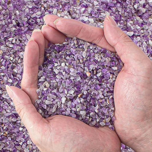 3 Lb Amethyst Crushed Stones Quartz Crystals Chips Bulk, Natural Tumbled Healing Stones for Decorative Fish Tank Vase Fillers Aquarium Gravel Rocks