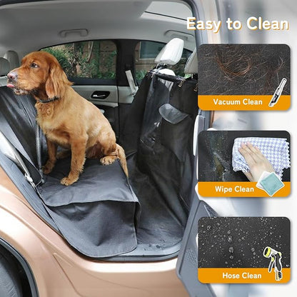 Full-Coverage Dog Seat Cover for Back Seat, 600D Ripstop Dog Hammock for Car,100% Waterproof CarSeat Protector, Suv Cargo Liner for Dogs, Armrest&Child Car Seat Accessible,Install Once,Stay Put