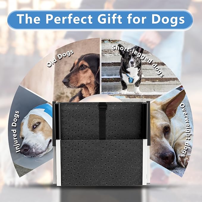 Dog Stairs for Large Dogs - 5 Step Foldable Dog Ramp for Car Non-Slip Surface Support up to 230lbs - Suitable for SUV,Truck, Sofas, Bed