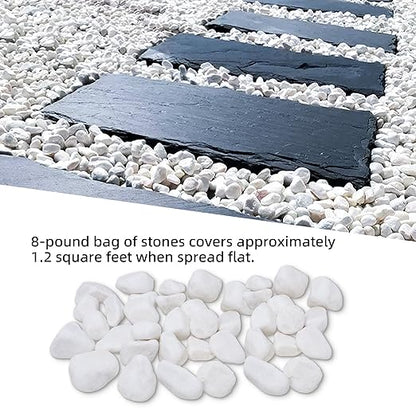 8LB 1"-2" White River Rocks for Plants, Polished Pebbles for Garden Landscaping, Planters, Aquariums, Vase Fillers – Indoor & Outdoor Decor
