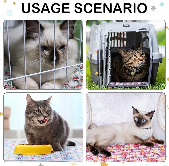 4 Pcs Waterproof Guinea Pig Blankets Washable Small Animal Fleece Bedding Absorbent Guinea Pig Cage Liners Reusable Pet Pee Pad Sleep Mat Pad Cover for Hamster Ferret (Moon Star Pattern,12 x 12 Inch)