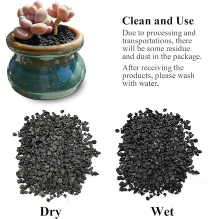2 lbs Black Lava Rocks for Plants,1/4 Inch Crush Volcanic Rock Pumice Soil Additive for Succulent Aquarium Cactus Bonsai Fire Pits and Garden Landscaping