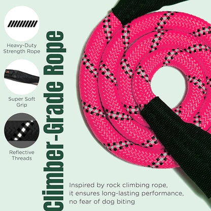Dog Seat Belt for Car | Universal Dog Car Seatbelt | Durable Reflective Rope with Clip Hook Latch, Buckle and Carabiner- Safe and Secure Pet Safety Restraint (Pink)
