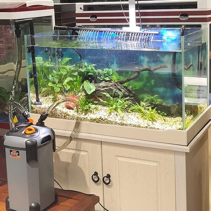 Aquarium Canister Filter with 3 Media Trays Spray Bar External Canister Filter for Large Fish Tank and Aquariums, 1000F-266GPH