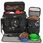 Dog Travel Bag,Weekend Pet Travel bag Set for Dog and Cat,Airline Approved Tote Multi-Function Dog Bags for Traveling,Include 2 Collapsible Bowls,2 Food Storage Containers,1 Feeding Mat,Marble