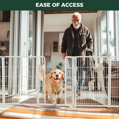 FXW Homeplus Unleashed Indoor Dog Playpen - Stress-Free and Safe Play, Heavy Duty 40 Inch 8 Wire Panels Dog Pen for Medium and Large Dogs, White│Patented