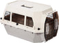 Amazon Basics Hard-Sided Dog and Cat Kennel Single-Door Travel Pet Carrier with Metal Wire Ventilation, 23.6"L x 15.7"W x 13.0"H, Beige
