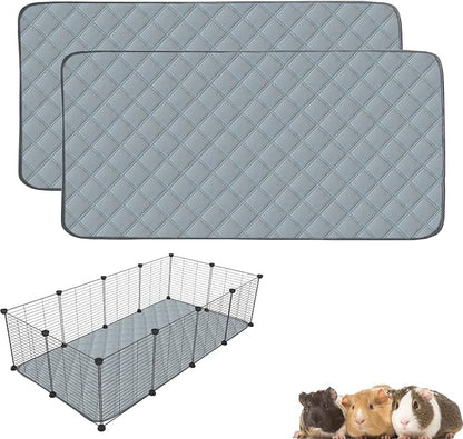 2 Pack Guinea Pig Cage Liners for C&C 2x4 Habitat Washable Guinea Pig Bedding Super Absorbent | Waterproof | Non Slip| Reusable Guinea Pig Pee Pads for Small Animals Cages - 57.1" x 27.6"