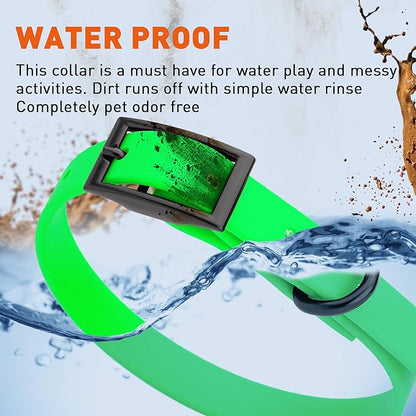 Dogline Biothane Waterproof Dog Collar Strong Coated Nylon Webbing with Black Hardware Odor- Proof for Easy Care Easy to Clean High Performance Fits Small Medium or Large Dogs, Tropical Green