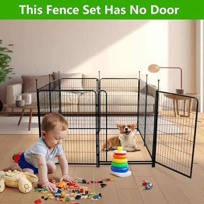 40in(H) Doorless Fence for Garden 14 Panels， 31.2 Ft(L) Barrier, Outdoor Garden Protection for Dogs Low Threshold,Indoor Fence Without Gate