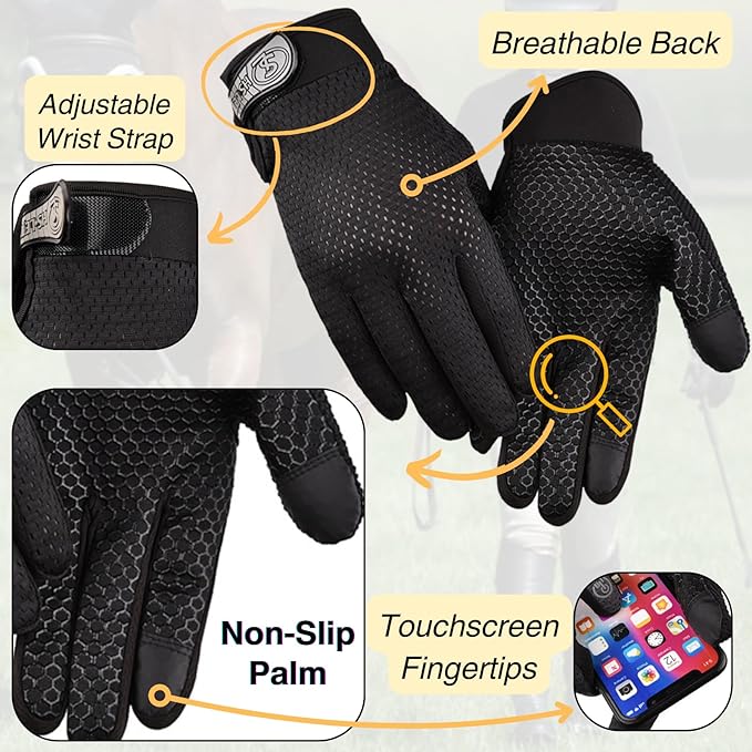 Equestrian Set - Helmet and Gloves for Horseback Riding and Training - Horse Riding Safety Gear Helmets Equestrian Equi-Pro Gear Gloves for Women, Man