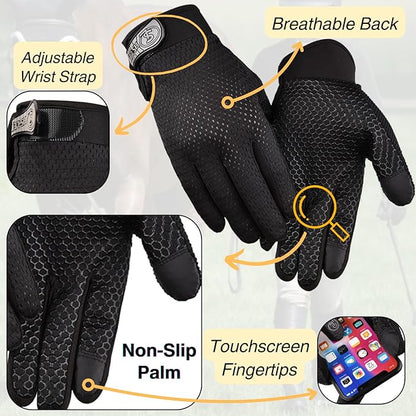 Equestrian Set - Helmet and Gloves for Horseback Riding and Training - Horse Riding Safety Gear Helmets Equestrian Equi-Pro Gear Gloves for Women, Man
