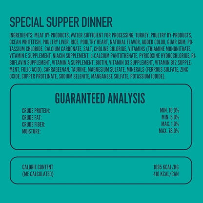 A Strong Heart Canned Wet Cat Food, Special Supper Dinner - 13.2 oz Cans (Pack of 12), Made in The USA with Real Turkey & Fish