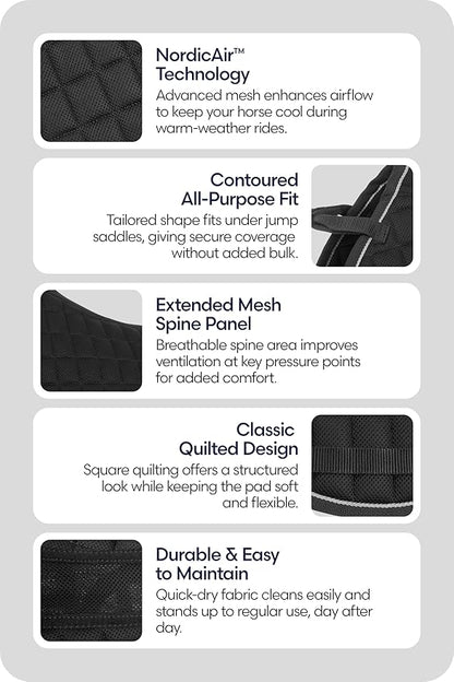 Equinavia Svalbard NordicAir™ Tech All Purpose Saddle Pad | Breathable Micromesh | Contoured Shape