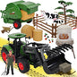 Farm Tractor Toys Set Bale Haying Round Baler with Barn Farmer,Cow,Farm Tools,Tree Farm Tractor Pla yset for Kids Toddler Boys Girls Ages 3-7 Years