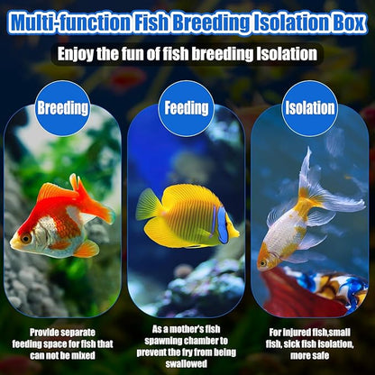 2 Pcs Breeder Box for Fish Tank Aquarium Breeder Separation Net Breeding Box with Suction Cup for Small Fish Shrimp Clownfish Guppy(White,M)