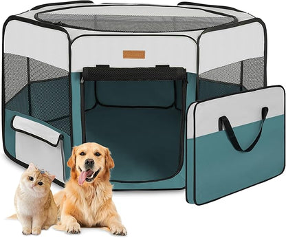 Dog Playpen, Portable Pet Play Pen for Cat, Puppies, Rabbits, Chickens, Foldable Large-Capacity Pet Tent for Indoor/Outdoor Travel Camping Blue
