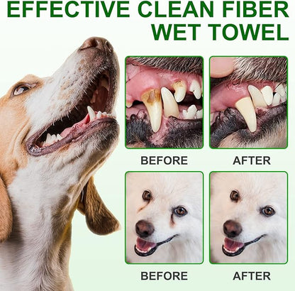 ALIVO Dental Teeth Cleaning Wipes for Dogs & Cats, Remove Bad Breath by Removing No-Rinse Dog Finger Toothbrush, Disposable Gentle Cleaning Pet Dental Care Wipes, 50pc
