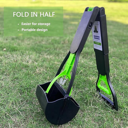 32" Pooper Scooper for Large Medium Small Dogs, Extra Long Handle Heavy Duty Poop Scoop, Foldable Dog Poop Picker Upper for Yard (Without Bag and Dispenser Attachment)