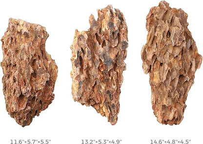 10-12 Inches Natural Dragon Stone 3 PCS Extra Large Aquarium Rocks for Aquascaping, Aquarium Landscaping, Terrariums, Fish Tank Decoration, Vivariums, Paludarium, Amphibian Enclosures