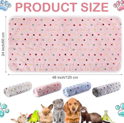 4 Pcs Waterproof Guinea Pig Blankets Washable Small Animal Fleece Bedding Absorbent Guinea Pig Cage Liners Reusable Pet Pee Pad Sleep Mat Pad Cover for Hamster Ferret