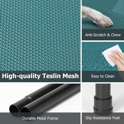 Elevated Dog Bed for Outdoor, Large Raised Dogs Cot for Training, Cooling Pet Beds with Washable Mesh, Indestructible Lifted Platform for Outside Camping, 41 inch Green