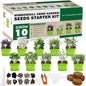 10 Herb Seeds Garden Starter Grow Kit with Green Pots, Markers, Nutritional Soil, Watering, Herb Clipper, Complete Indoor Potted Plant Growing Set for Kitchen DIY