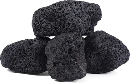 6-8 Inches Large Natural Black Lava Rock 4 PCS Aquarium Rocks for Aquascaping, Aquarium Landscaping, Terrariums, Fish Tank Decoration, Vivariums, Paludarium, Reptile and Amphibian Enclosures