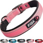 Fida Heavy Duty Dog Collar, Ultra Comfortable Soft Neoprene Padded, Adjustable Reflective Nylon Pet Collar with Durable Metal Belt Buckle for Large Breeds (L, Pink)