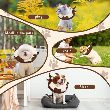 Adjustable Cat Collar Soft to Stop Licking After Surgery for Kitten, Alternative to Cone of Shame, Donut Cone for Cats, Pet Elizabethan Collar (Cow, Medium)