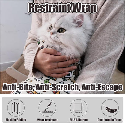 27.6" Cat Grooming Wrap Cat Wrap for Cutting Nails Cat Restraint for Nail Clipping Cat Swaddle Wrap Cat Burrito Wrap L(Within 15lbs) Anti-Scratch Anti-Escape Multifunctional Pet Tool