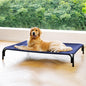 Elevated Dog Bed Raised Outdoor Dog Cot for Large Dogs, Installation Requires No Tools, Frame with Washable Cooling Breathable Mesh Anti-Slip Feet, Indoor Pet Bed, Blue, 43.3 Inches