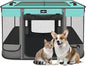 Foldable Pet Kitten Playpen, Waterproof Portable Pet Cat Dog Playpen Kennel Tent for Small Dog Cat, Removable Shade Cover, Come with Free Carrying Case, Indoor Outdoor Use for Small Animals, BlackTeal