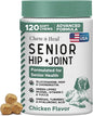 Glucosamine for Dogs Hip and Joint Supplement - 120 Senior Dogs Mobility Soft Chews - Made with Glucosamine, MSM, Chondroitin, Green Lipped Mussels and More - Made in The USA