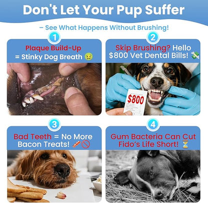 Dog Toothbrush Kit for Small Dogs - Puppy Tooth Brushing Kit with Finger Toothbrush & Soft Bristles, Dental Care Teeth Cleaning Set for Dogs and Cats