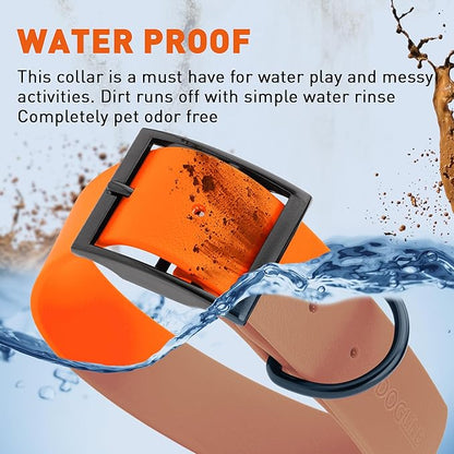 Dogline Biothane Waterproof Dog Collar Strong Coated Nylon Webbing with Black Hardware Odor- Proof for Easy Care Easy to Clean High Performance Fits Small Medium or Large Dogs, Hunter Orange