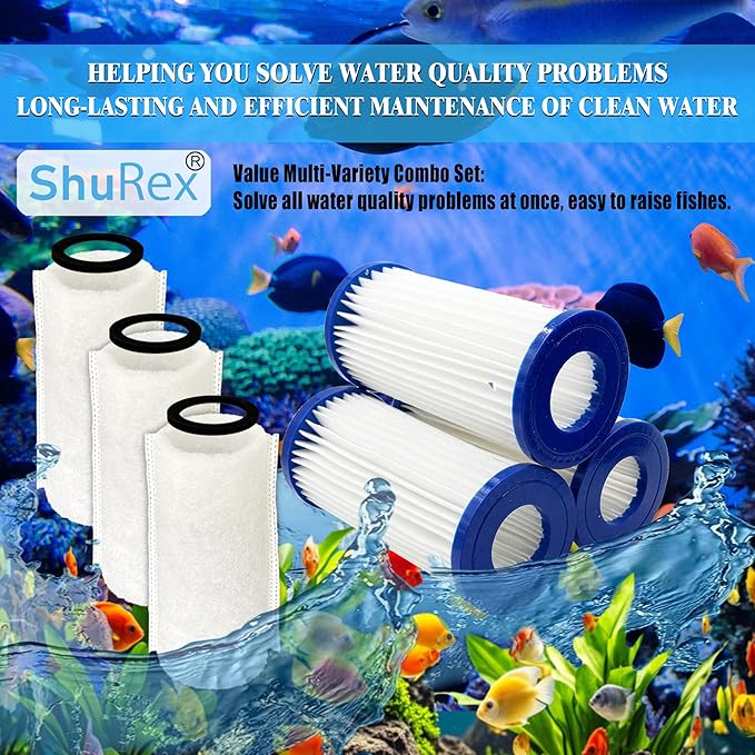 3 Pack Replacement Micron Cartridges, 3 JH Floss Sleeves, and 3 Foam Gaskets for MarineLand Magnum Polishing Internal Canister Filter; Micron Cartridge PA0140, ML90769 Rite-Size JH Floss Sleeve