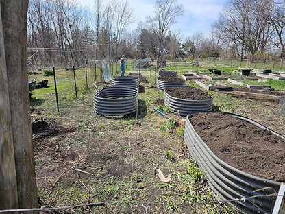 A ANLEOLIFE 8X4X1.5 ft Galvanized Raised Garden Beds Outdoor, Oval Large Metal Planter Box for Planting Vegetables Flowers Herb, Anti-Rust & Easy-Setup, Quartz Grey