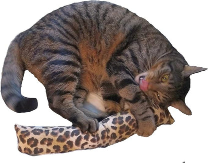 15" Leopard Print Catnip Cat Kicker Toy with Refillable Pocket (Kickers Filled with 1 oz Premium Canadian Catnip)