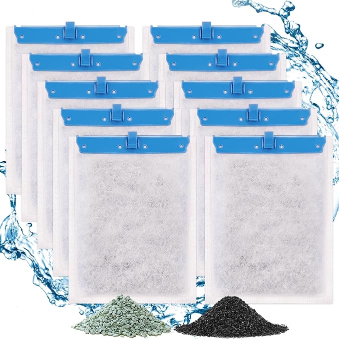 fishkeeper 10 Pack Large Filter Cartridges Compatible with Tetra Whisper Bio-Bag Filters Replacement Filter Cartridges for Whisper Power Filters 20i/40i /IQ20/30/45/60 PF20/30/40/60(Ready to Use)