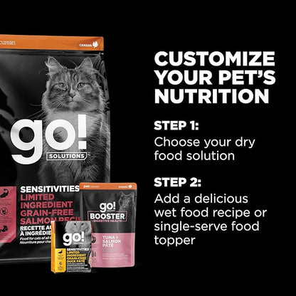 Go! Solutions Sensitivities Limited Ingredient, Grain-Free Dry Cat Food, Salmon Recipe for Sensitive Stomach, 3 lb Bag
