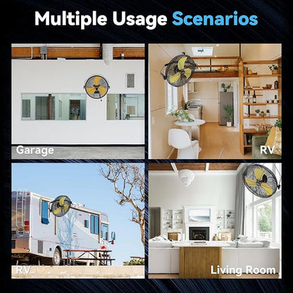 4580 CFM 18 inch High Velocity Wall Mounted Fan, 3-Speed Metal Fan with Sealed Motor, 360 Degree Tliting Heavy Duty Wall Fan for Patio, Barn, Garage, and Gazebo - UL listed