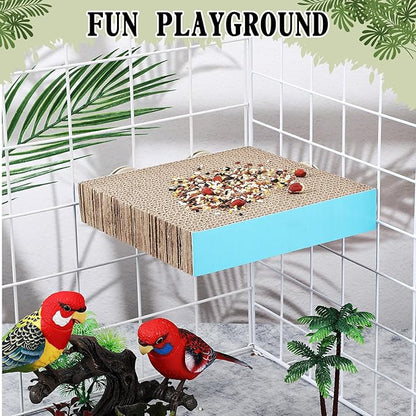2 Pieces Bird Chew Toy Parrot Cage Perch Cardboard Platform Bird Paw Grinding Stand Parrot Cage Playground for Macaws, Small Parakeets, Conures, Budgies, Finches Conure Cockatiel (Large)