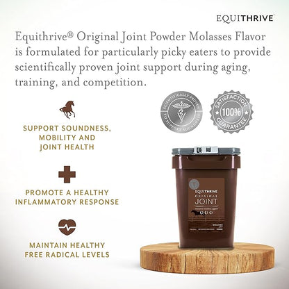 Equithrive Original Joint Supplement Powder with Resveratrol and Hyaluronic Acid for Horses, Equine Care, Molasses Flavor, 8 lbs